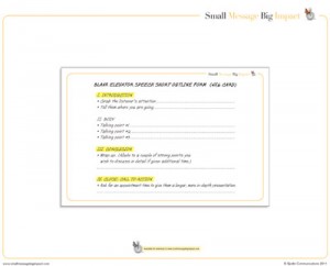 Blank Elevator Speech Short Outline Form (4 x 6 card)