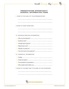Presentation Opportunity General Information Form